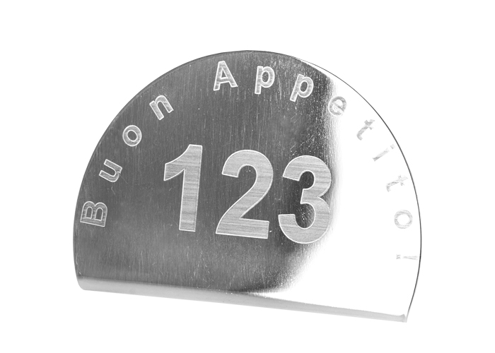 2029 - Numero segnaposto in acciaio con incisione set 5 pezzi