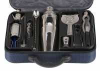 2102 - Set barman con 14 accessori in valigetta di stoffa blu