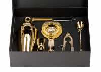 2110 - Set barman con 6 accessori dorati in scatola nera lucida